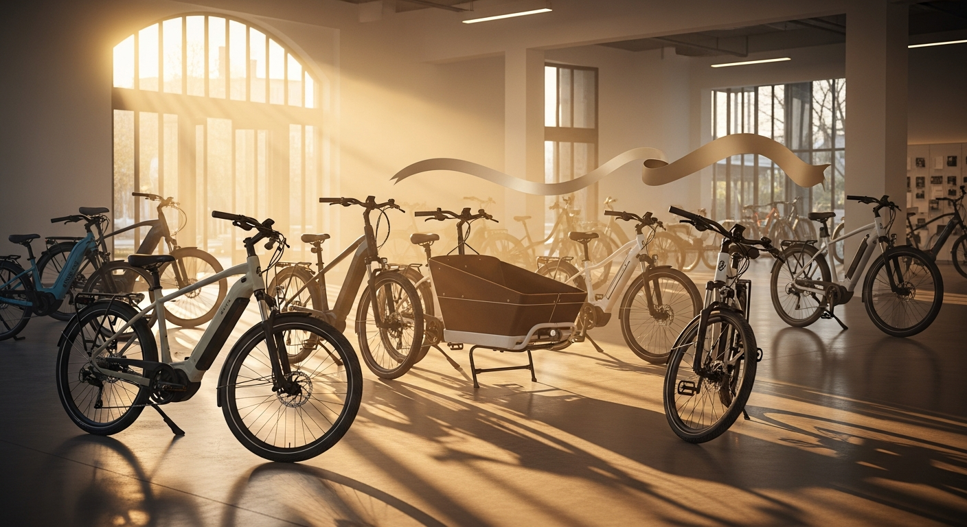 Premium electric bikes lined up