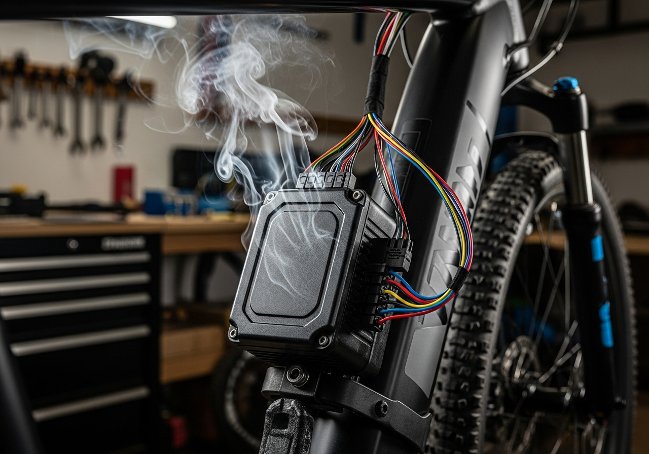 Motor controller failure. Short circuits in the controller can melt insulation, ignite wiring harnesses, and trigger throttle-stuck-on events.